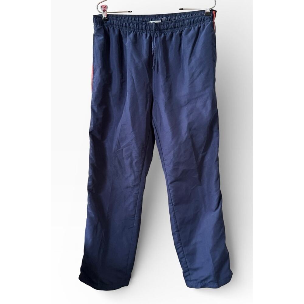 3‎ Hearts Navy Blue Track Pants Orange Stripe Elastic Waist Large Windbreaker